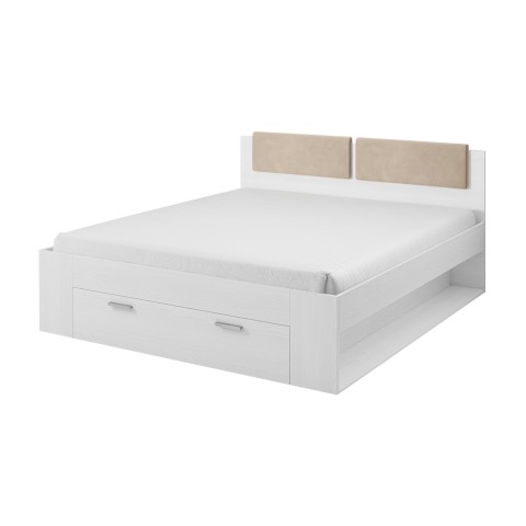 Double bed 180x200cm white container slatted base Maddison Promotion