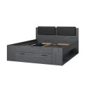 Queen Size Bed 160x200 with Storage and Dark Oak Slatted Frame Tiara Promotion