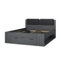 Queen Size Bed 160x200 with Storage and Dark Oak Slatted Frame Tiara Promotion