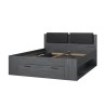 Queen Size Bed 160x200 with Storage and Dark Oak Slatted Frame Tiara Promotion