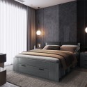 Queen Size Bed 160x200 with Storage and Dark Oak Slatted Frame Tiara On Sale