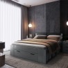 Queen Size Bed 160x200 with Storage and Dark Oak Slatted Frame Tiara On Sale