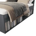 Queen Size Bed 160x200 with Storage and Dark Oak Slatted Frame Tiara Discounts