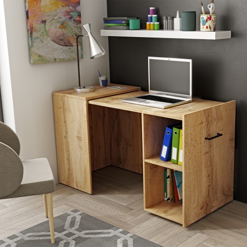 Space-saving foldaway extendable oak wood Estevo Office Desk Promotion
