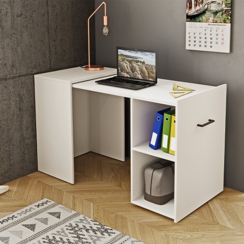 Space-saving white office desk extendable top shelf Jaxon Promotion