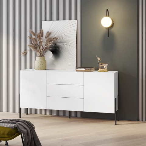 Modern Dining Room Sideboard Credenza 2 Doors 3 Drawers White Ducey Promotion