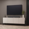 Modern Beige TV Stand with 4 Doors for Living Room - 200x40x69cm Givre Promotion