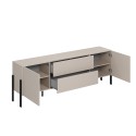 Beige Minimalist Modern Design TV Stand with 2 Doors and 2 Drawers Kaylus Offers