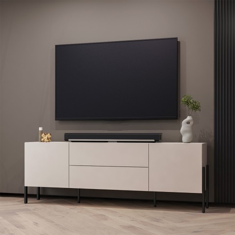 Beige Minimalist Modern Design TV Stand with 2 Doors and 2 Drawers Kaylus Promotion