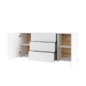 Modern White Sideboard for Living Room with 3 Drawers and 2 Doors, 140x35x63cm Mehdi Sale