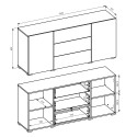 Modern White Sideboard for Living Room with 3 Drawers and 2 Doors, 140x35x63cm Mehdi Bulk Discounts