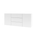 Modern White Sideboard for Living Room with 3 Drawers and 2 Doors, 140x35x63cm Mehdi Catalog