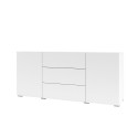 Modern White Sideboard for Living Room with 3 Drawers and 2 Doors, 140x35x63cm Mehdi On Sale