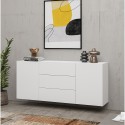 Modern White Sideboard for Living Room with 3 Drawers and 2 Doors, 140x35x63cm Mehdi Discounts
