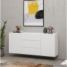 Modern White Sideboard for Living Room with 3 Drawers and 2 Doors, 140x35x63cm Mehdi Discounts