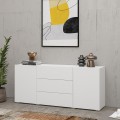 Modern White Sideboard for Living Room with 3 Drawers and 2 Doors, 140x35x63cm Mehdi Promotion
