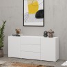 Modern White Sideboard for Living Room with 3 Drawers and 2 Doors, 140x35x63cm Mehdi Promotion