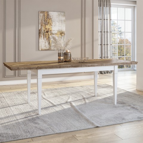 Extendable dining table 160-240x90cm classic oak wood Guilhem Promotion