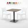 Melon Set Made of a 70x70cm Wooden Square Table and 2 Colourful Paris Chairs Offers