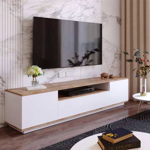 TV Mobile 180cm modern design living room 3 doors white wood Nirrat Promotion