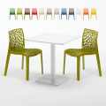 MERINGUE Set Made of a 70x70cm White Square Table and 2 Colourful Gruvyer Chairs Promotion