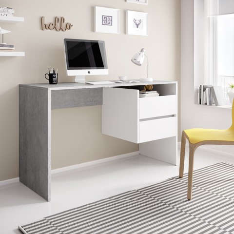Office desk design with 2 white modern grey drawers Riley Promotion