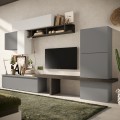 Infinity 06 Modern Entertainment Wall Unit, White, Gray, Black Promotion