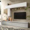 Modern White Gloss TV Wall Unit with Wood Shelf, Infinity 17 Promotion