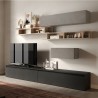 Modern Gray Living Room TV Wall Unit with Wooden Shelves Infinity 39 On Sale