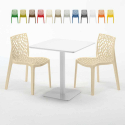 MERINGUE Set Made of a 70x70cm White Square Table and 2 Colourful Gruvyer Chairs Measures