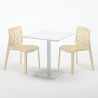 MERINGUE Set Made of a 70x70cm White Square Table and 2 Colourful Gruvyer Chairs 