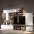 Wall-Mounted TV Unit with Black and White Wooden Shelves Infinity 46 Promotion