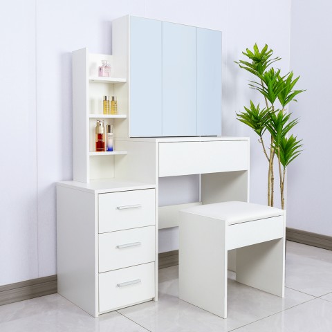 Marilyn White Vanity Table with Mirror and Drawers Promotion