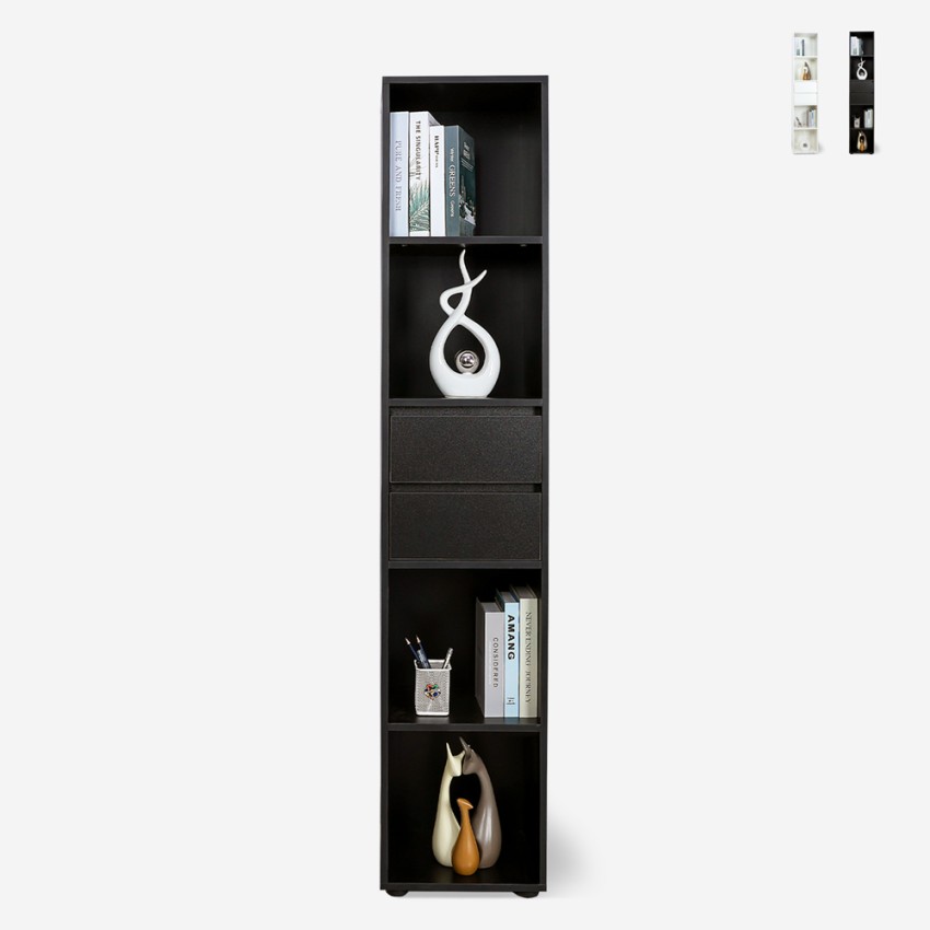 Office Living Room Bookcase, 2 Drawers, 4 Shelves, 36x30x171cm, Reiff Promotion