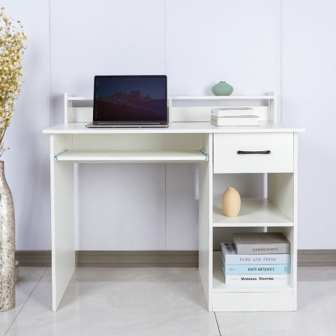 Space-saving office desk with raised drawer and sliding top Drums Promotion