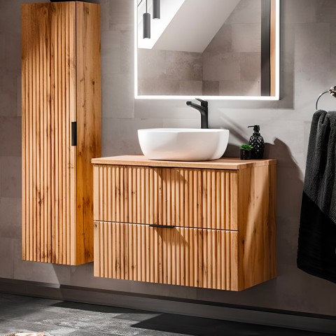 Bathroom cabinet in suspended wood drawers countertop sink Adel Wood Promotion