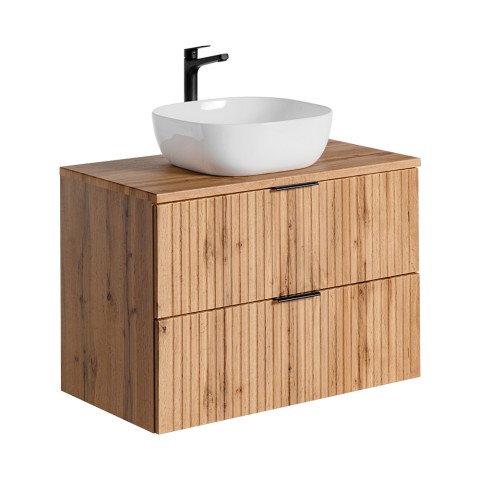 Bathroom cabinet in suspended wood drawers countertop sink Adel Wood Promotion
