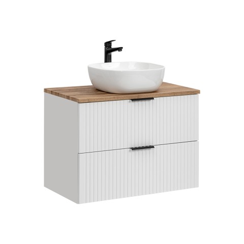White Adel Suspended Bathroom Cabinet White Wood Countertop Drawers Mobile Promotion