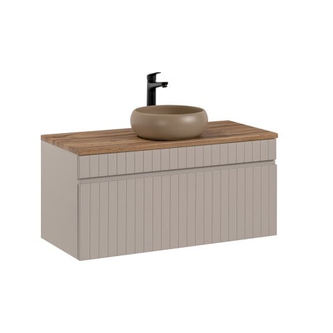 Suspended bathroom sink 100x46 round beige freestanding Coast 100 Promotion
