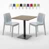 Melon Set Made of a 70x70cm Wooden Square Table and 2 Colourful Ice Chairs Discounts