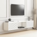 Suspended TV stand modern minimal style white black wood Elano 