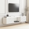 Suspended TV stand modern minimal style white black wood Elano 