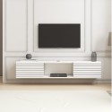 Suspended TV stand modern minimal style white black wood Elano 