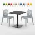 KIWI Set Made of a 70x70cm Black Square Table and 2 Colourful Gruvyer Chairs Promotion