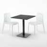 KIWI Set Made of a 70x70cm Black Square Table and 2 Colourful Gruvyer Chairs 