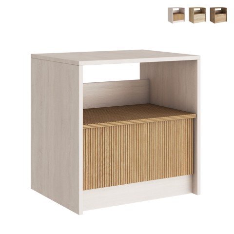 Modern wooden bedside table for bedroom with sliding drawer Odi Promotion