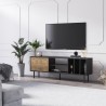 Modern living room TV unit 160 cm door shelves white black Kostan. Model