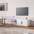 Modern TV Stand, 150 cm, White Gloss Black, 2 Doors, Hyeres Promotion