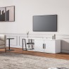 Modern TV Stand, 150 cm, White Gloss Black, 2 Doors, Hyeres Promotion