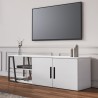 Modern TV Stand, 150 cm, White Gloss Black, 2 Doors, Hyeres Discounts